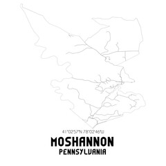 Moshannon Pennsylvania. US street map with black and white lines.