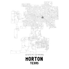 Morton Texas. US street map with black and white lines.