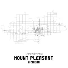 Mount Pleasant Michigan. US street map with black and white lines.