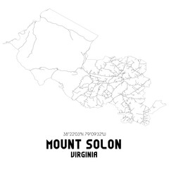 Mount Solon Virginia. US street map with black and white lines.