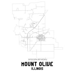 Mount Olive Illinois. US street map with black and white lines.