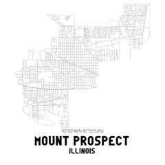 Mount Prospect Illinois. US street map with black and white lines.