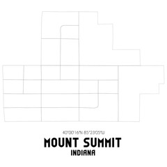 Mount Summit Indiana. US street map with black and white lines.