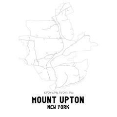 Mount Upton New York. US street map with black and white lines.
