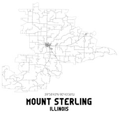 Mount Sterling Illinois. US street map with black and white lines.