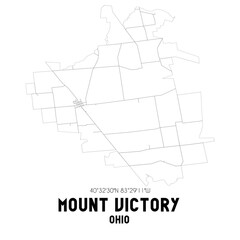 Mount Victory Ohio. US street map with black and white lines.