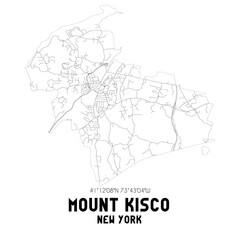 Fototapeta na wymiar Mount Kisco New York. US street map with black and white lines.