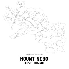 Mount Nebo West Virginia. US street map with black and white lines.