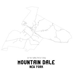Mountain Dale New York. US street map with black and white lines.