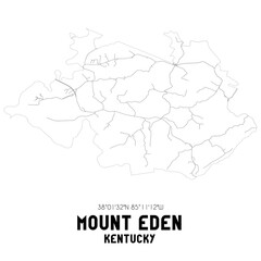 Mount Eden Kentucky. US street map with black and white lines.