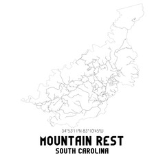 Mountain Rest South Carolina. US street map with black and white lines.