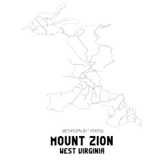 Mount Zion West Virginia. US street map with black and white lines.