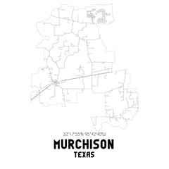 Murchison Texas. US street map with black and white lines.