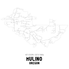 Obraz premium Mulino Oregon. US street map with black and white lines.