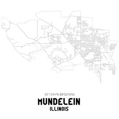 Fototapeta na wymiar Mundelein Illinois. US street map with black and white lines.