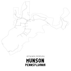 Munson Pennsylvania. US street map with black and white lines.