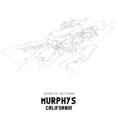 Murphys California. US street map with black and white lines.