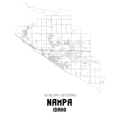 Nampa Idaho. US street map with black and white lines.