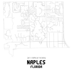 Naples Florida. US street map with black and white lines.