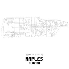 Naples Florida. US street map with black and white lines.