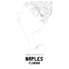 Fototapeta na wymiar Naples Florida. US street map with black and white lines.