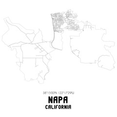 Napa California. US street map with black and white lines.
