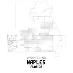 Obraz premium Naples Florida. US street map with black and white lines.