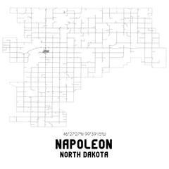 Fototapeta premium Napoleon North Dakota. US street map with black and white lines.