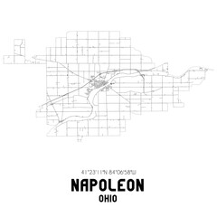 Napoleon Ohio. US street map with black and white lines.