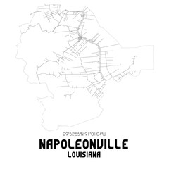Napoleonville Louisiana. US street map with black and white lines.