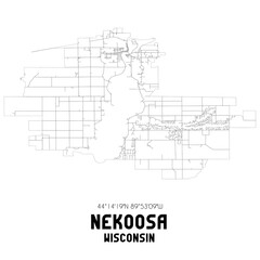 Nekoosa Wisconsin. US street map with black and white lines.