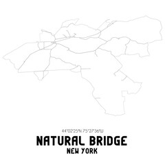 Natural Bridge New York. US street map with black and white lines.