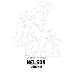 Nelson Virginia. US street map with black and white lines.