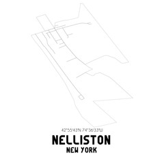 Nelliston New York. US street map with black and white lines.