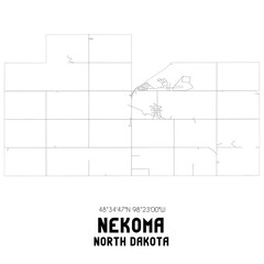 Nekoma North Dakota. US street map with black and white lines.