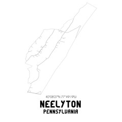 Neelyton Pennsylvania. US street map with black and white lines.