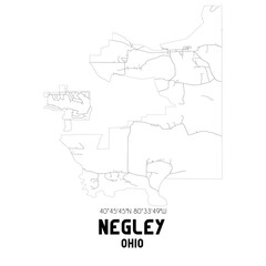 Negley Ohio. US street map with black and white lines.