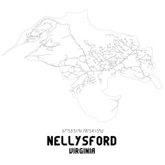 Fototapeta na wymiar Nellysford Virginia. US street map with black and white lines.