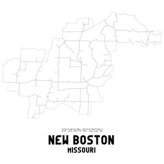 New Boston Missouri. US street map with black and white lines.