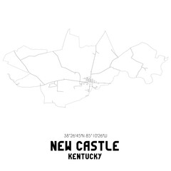 New Castle Kentucky. US street map with black and white lines.