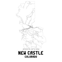 New Castle Colorado. US street map with black and white lines.
