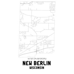 New Berlin Wisconsin. US street map with black and white lines.