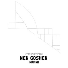 New Goshen Indiana. US street map with black and white lines.