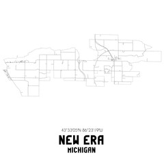 New Era Michigan. US street map with black and white lines.
