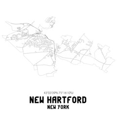 New Hartford New York. US street map with black and white lines.