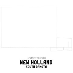 New Holland South Dakota. US street map with black and white lines.