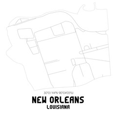 New Orleans Louisiana. US street map with black and white lines.