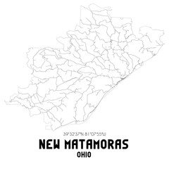 New Matamoras Ohio. US street map with black and white lines.