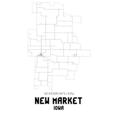 New Market Iowa. US street map with black and white lines.