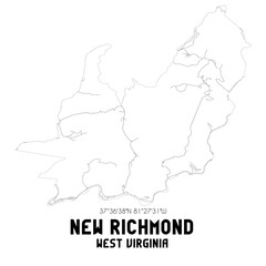 New Richmond West Virginia. US street map with black and white lines.